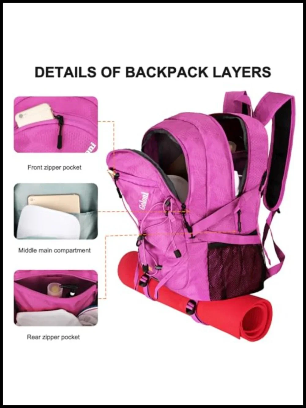 45L Foldable Hiking Daypack Lightweight Water-Resistant Backpack